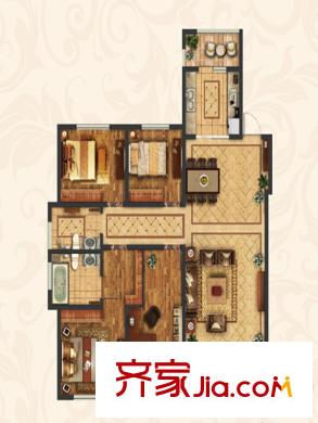 保利葉公館13號樓B1戶型 4室2廳2衛(wèi)1廚