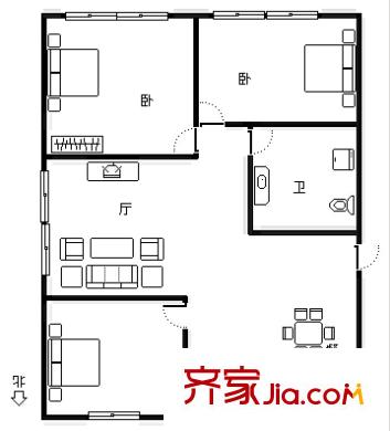 齊長城花園 2室 戶型圖