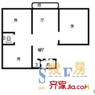 火炬新村 2室 戶型圖
