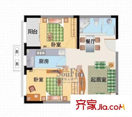 昆山 錦隆佳園 戶型圖 2室2廳1衛(wèi)