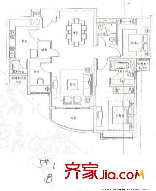 楓景苑B區(qū) 2室 戶型圖