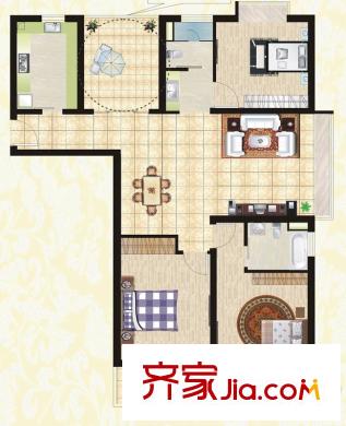 永泰花苑1、2#樓A戶型 3室2廳2衛(wèi)1廚