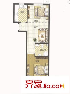 昆泉星港戶型圖A棟D戶型圖 1室2廳1衛(wèi)1廚