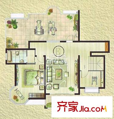 琨城帝景園海派典藏 復(fù)式二層平面 5室3廳3衛(wèi)