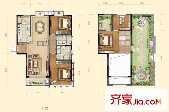 九揚(yáng)香郡二期4#D1復(fù)式 4室2廳2衛(wèi)1廚