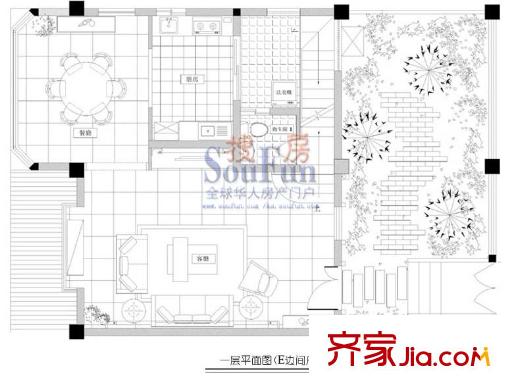 綠中海E型 一層平面圖（已售完） 2廳1衛(wèi)1廚