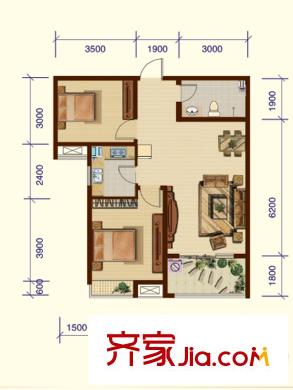 香緹樹戶型圖2-B戶型 2室2廳1衛(wèi)1廚