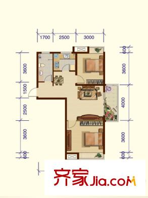 香緹樹戶型圖2-F戶型圖 2室2廳1衛(wèi)1廚