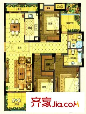 白鷺灣一期H戶型 3室2廳2衛(wèi)1廚