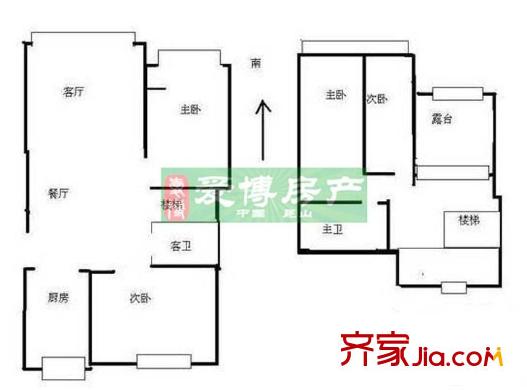 江南春堤牡丹苑 戶型圖  2室2廳1衛(wèi)