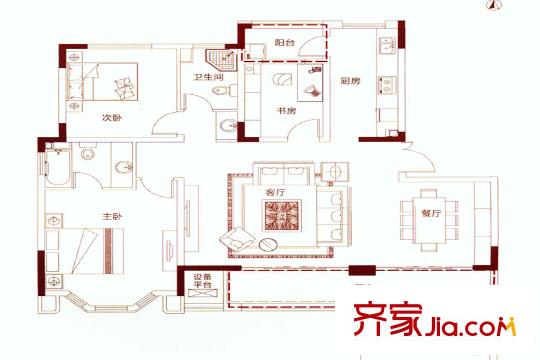 碧悅灣C戶型 3室2廳2衛(wèi)1廚