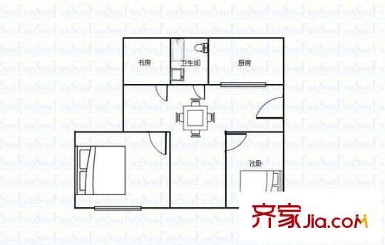昆山 蜆江花園 戶型圖 2室2廳1衛(wèi)
