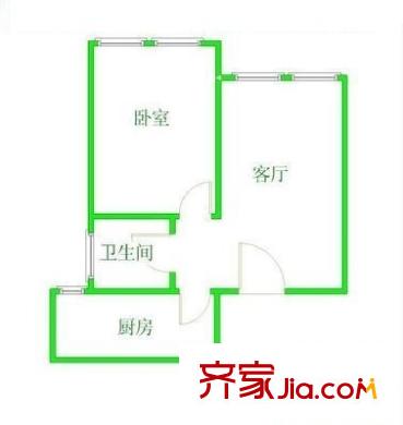 昆山 蜆江花園 戶型圖 1室1廳1衛(wèi)