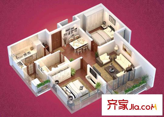 鳳棲園戶型圖34#、36#樓戶型圖 2室2廳1衛(wèi)1廚