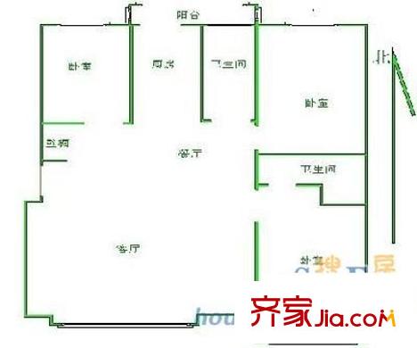 共青小區(qū) 2室 戶(hù)型圖