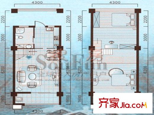 華強陽光都城  戶型圖 2室2廳1衛(wèi)