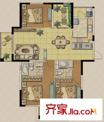 奧園印象高迪G-04戶型圖 2室2廳1衛(wèi)1廚
