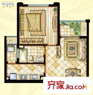 世貿(mào)東一號 戶型圖 1室1廳1衛(wèi)