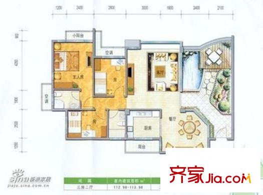 雍景灣西苑 3室 戶型圖