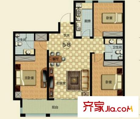 唐島金灣 3室 戶型圖