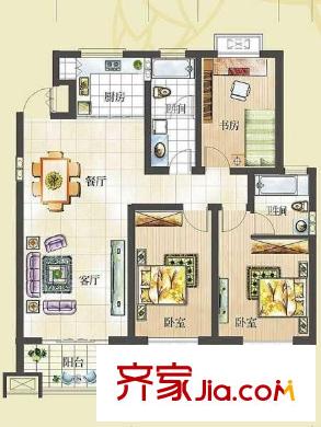 唐島金灣戶(hù)型圖3室戶(hù)型圖 3室2廳2衛(wèi)1廚