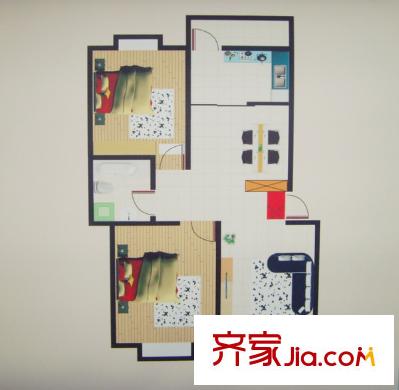 蓬曦園  戶型圖 1室2廳2衛(wèi)