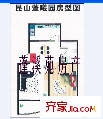 蓬曦園  戶型圖 1室2廳2衛(wèi)