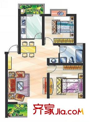 清華名城戶型圖 （已售完） 2室2廳1衛(wèi)1廚