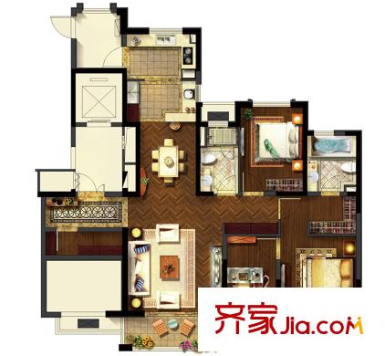 瓏庭二期D7戶型 4室2廳2衛(wèi)1廚