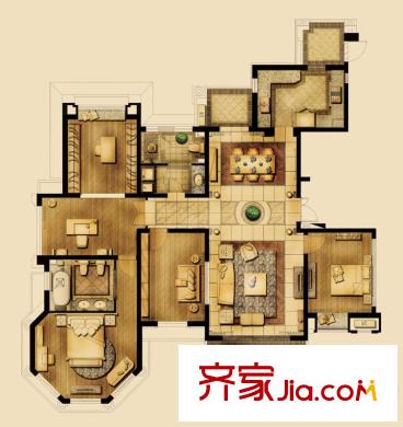 瓏庭一期2#樓D1戶型 5室2廳2衛(wèi)1廚