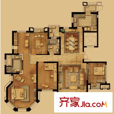 瓏庭一期3#樓C1戶型 5室2廳2衛(wèi)1廚