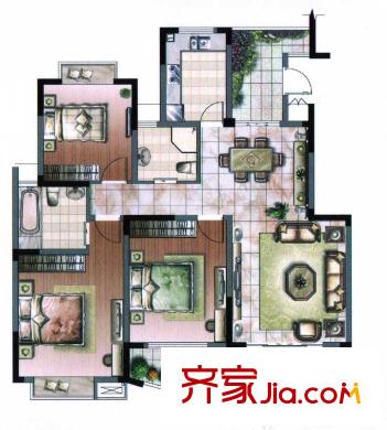 森林半島 C2戶(hù)型 3室2廳2衛(wèi) 130.00平方米