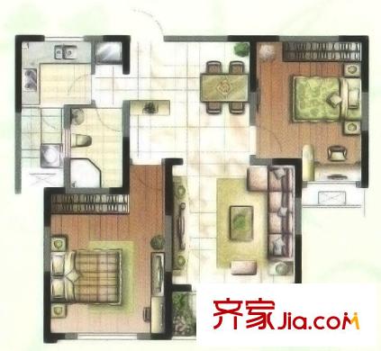 森林半島  房戶(hù)型 2室2廳1衛(wèi)93.09平方米