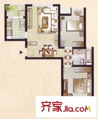 自由都市 G3戶型 2室2廳1衛(wèi)1 88.00平方米