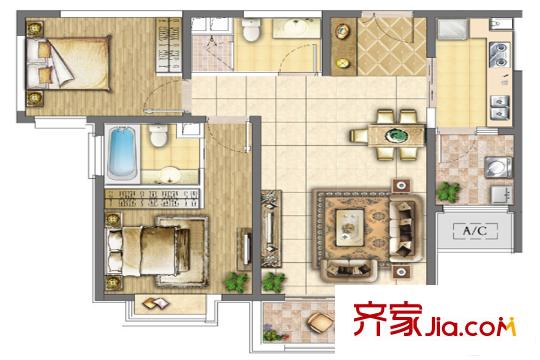 吉田國際廣場 108平方米 2室2廳2衛(wèi)1廚