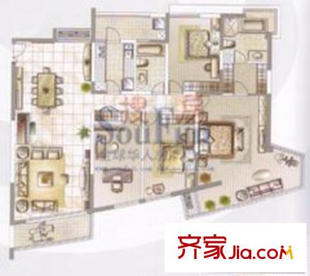 吉田國際廣場A1棟01、04型（已售完） 2室3廳1衛(wèi)1廚