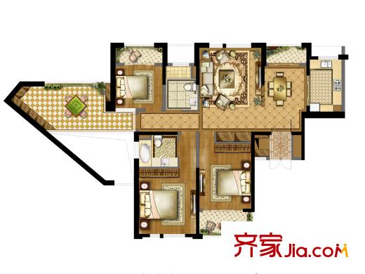 衡山城三期26#樓A3戶(hù)型圖 3室2廳2衛(wèi)1廚