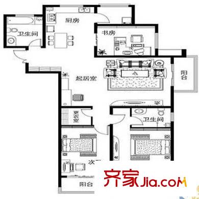 魯岳夢境江南戶型圖戶型M_ 3室2廳2衛(wèi)