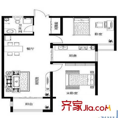 魯岳夢(mèng)境江南戶(hù)型圖戶(hù)型G1’ 2室2廳1衛(wèi)