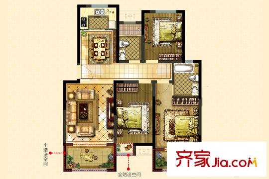 恒源紫蕓18#F戶型 3室2廳2衛(wèi)1廚