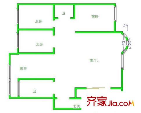 偉業(yè)花園 3室 戶型圖