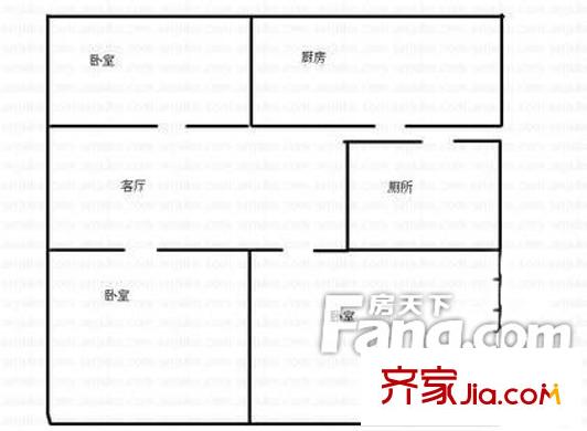 虎山路小區(qū) 3室1廳 戶型圖