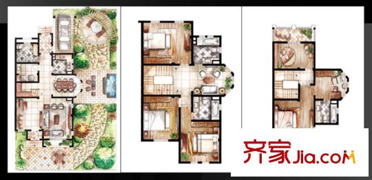 雙湖灣別墅一期雙拼別墅C1戶型 5室3廳4衛(wèi)1廚