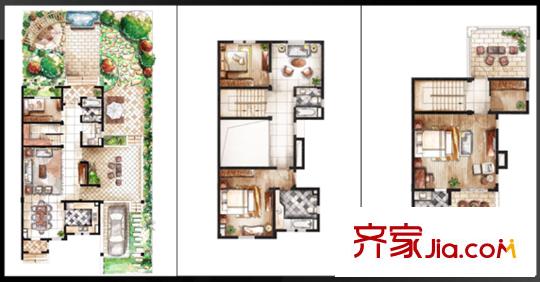 雙湖灣別墅一期雙拼別墅D2戶型 4室3廳4衛(wèi)1廚