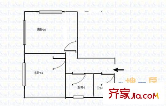 廣饒路小區(qū) 2室 戶型圖