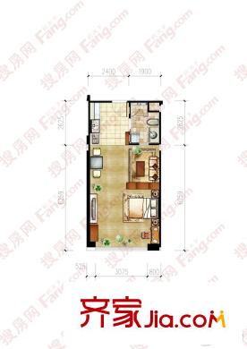 中央廣場(chǎng)三角花園樣板房家配圖 1室1廳1衛(wèi)1廚