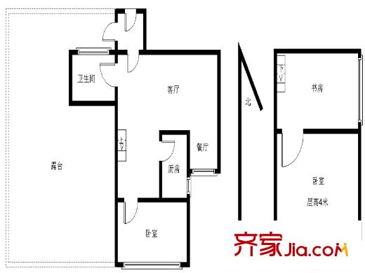 城建TOPTOWN鼎都3室 戶型圖