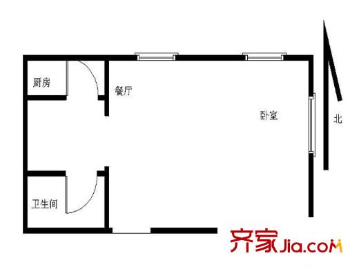 城建TOPTOWN鼎都1室 戶型圖
