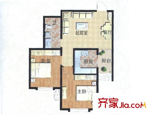 東籬桃源戶型圖G2戶型圖 2室2廳1衛(wèi)1廚