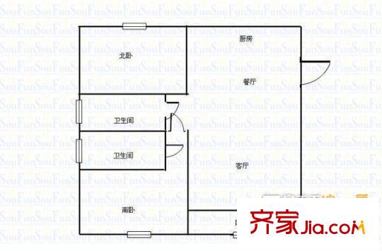 東方花園(黃島)戶型圖2室戶型圖 2室2廳2衛(wèi)1廚